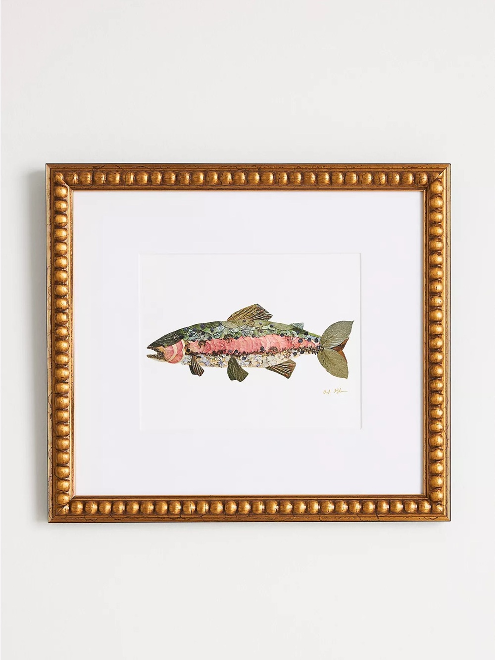 Pressed Flower Rainbow Trout Fish Wall Art Print